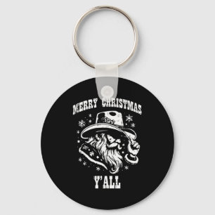 Merry Christmas Yall Santa Cowboy Xmas Country Men Keychain