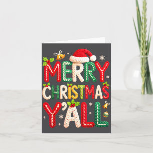 Merry Christmas Y'all Santa Crochet Knitting Quilt Card