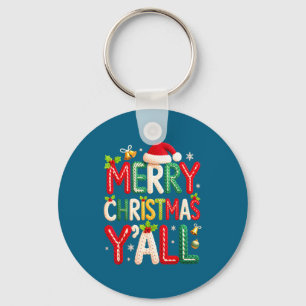 Merry Christmas Y'all Santa Crochet Knitting Quilt Keychain