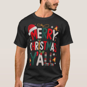 Merry Christmas Y'all Santa Hat Crochet Knitting Q T-Shirt