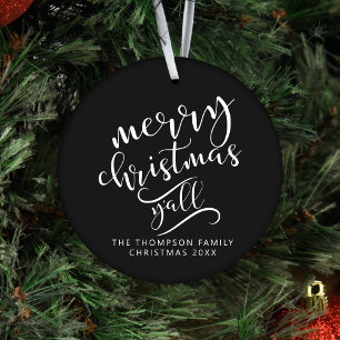 Merry Christmas Y'all Texas Holiday Photo Ceramic Ornament