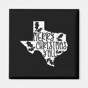 Merry Christmas Yall Texas Mistletoe White Graphic Magnet