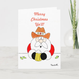 Merry Christmas Ya'll Texas Santa Holiday Card