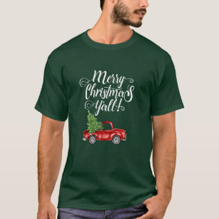 Merry Christmas Y'all Vintage Truck Green T-Shirt