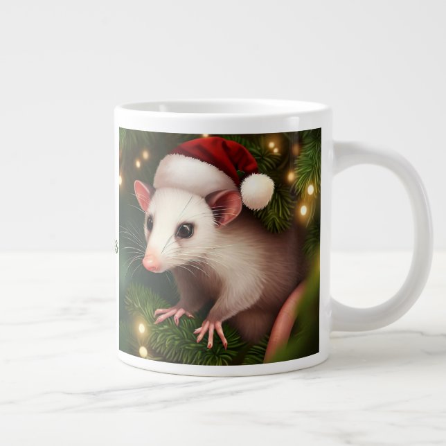 Merry Christmas Ya'll with Possum  Large Coffee Mug (Right)