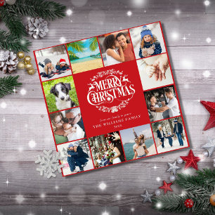 Merry Christmas Year Review Photo Collage Holiday  Card
