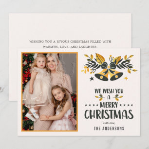 Merry Christmas Yellow Family Photo Holiday Card