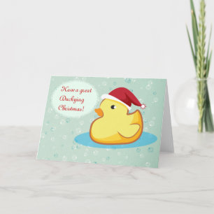 Merry Christmas yellow rubber ducky greeting card