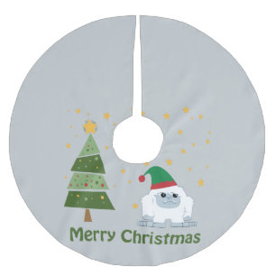 Merry Christmas Yeti Brushed Polyester Tree Skirt
