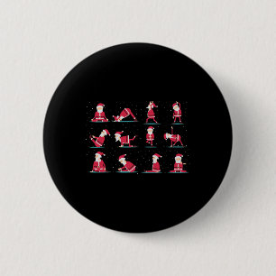Merry Christmas Yoga Santa Practice Yoga Xmas Medi 2 Inch Round Button
