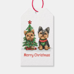 Merry Christmas Yorkie Dogs Gift Tags