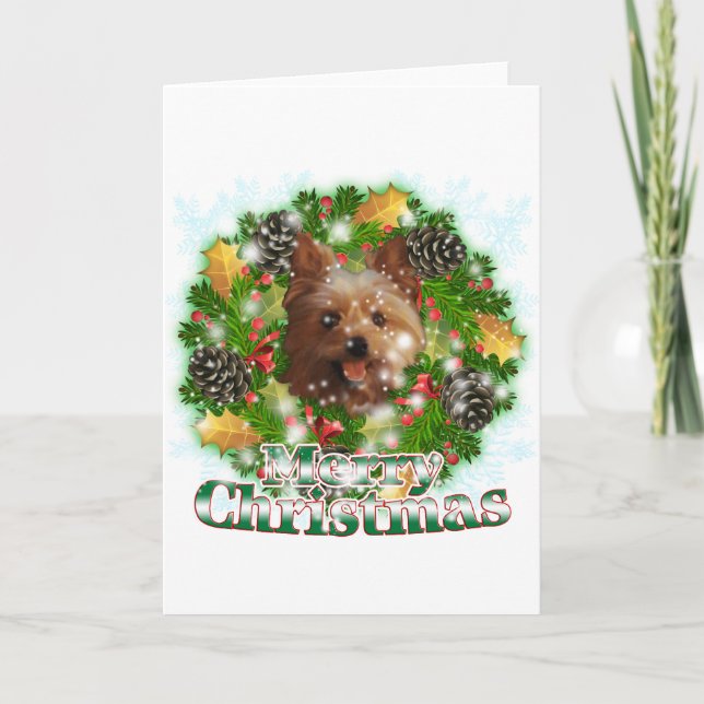 Merry Christmas Yorkie Holiday Card (Front)