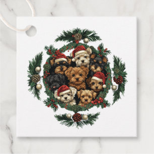 Merry Christmas Yorkshire Terrier Dogs Favour Tags