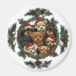 Merry Christmas Yorkshire Terrier Dogs Magnet
