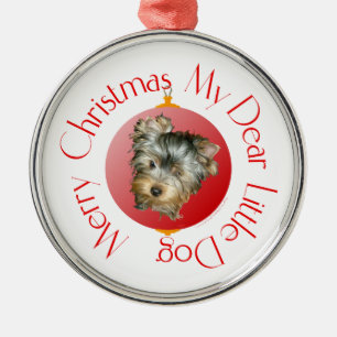 Merry Christmas Yorkshire Terrier Metal Ornament