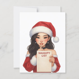 Merry Christmas You're On My Naughty List Cute Postcard