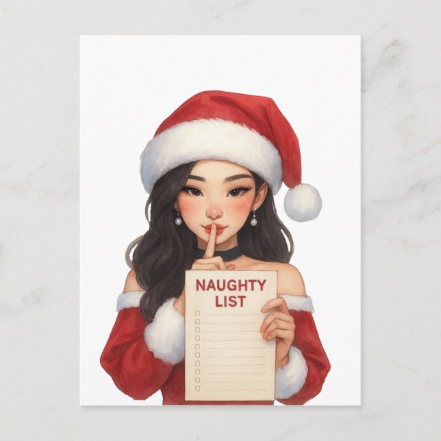 Merry Christmas You're On My Naughty List Cute Postcard (Front)