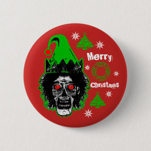 Merry Christmas Zombie Red Eyes Style 2 2 Inch Round Button