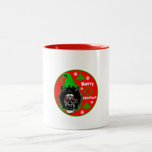 Merry Christmas Zombie Red Eyes style 2 Two-Tone Coffee Mug