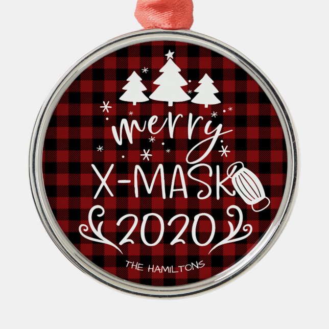 Merry ChristMask Funny 2020 Covid Pandemic Metal Ornament (Front)