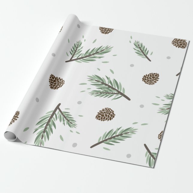 Merry Christmass pine corn Leaves tree Botanical W Wrapping Paper (Unrolled)