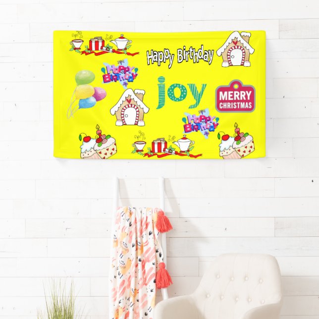 Merry ChristmasVinyl Banner, Happy Birthday Banner (Insitu)