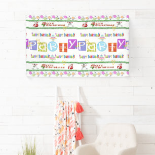 Merry ChristmasVinyl Banner, Happy Birthday Banner
