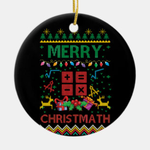 Merry Christmath Christmas Sweater Math Teacher Ceramic Ornament