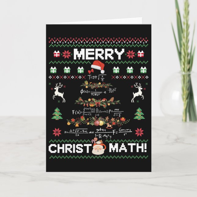 Merry Christmath Funny Christmas Math Tree Student Card (Front)