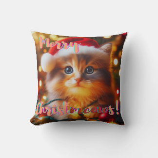 Merry Christmeows! Cat Throw Pillow