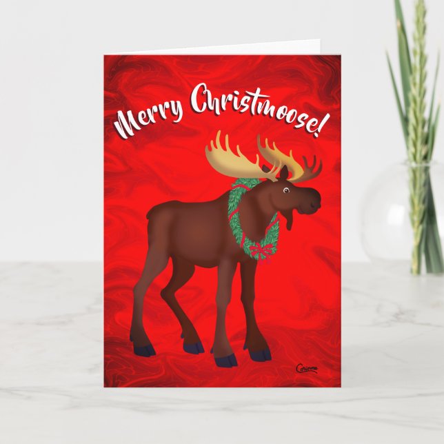 Merry Christmoose - 7" x 5" Card (Front)