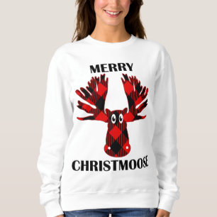 Merry Christmoose. Buffalo Plaid Gift Moose Christ Sweatshirt