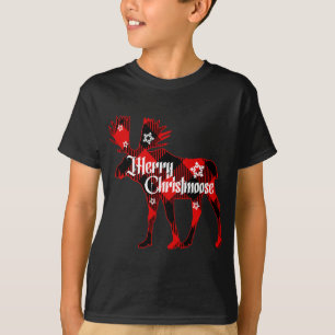 Merry Christmoose. Buffalo Plaid Gift Moose Christ T-Shirt