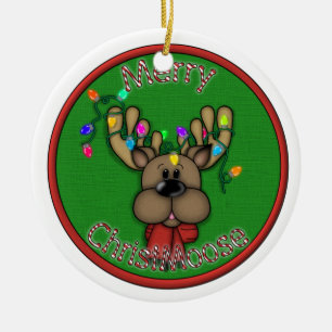 Merry Christmoose Ceramic Ornament