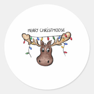 Merry Christmoose Christmas Moose Xmas Lover Holid Classic Round Sticker