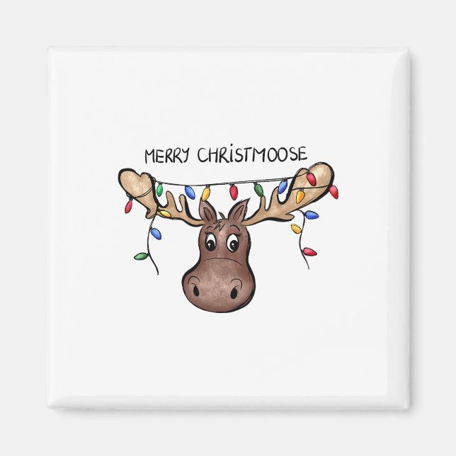 Merry Christmoose Christmas Moose Xmas Lover Holid Magnet (Front)