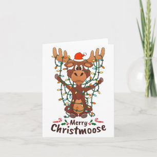 Merry Christmoose Christmas Moose Xmas Tree Lights Card