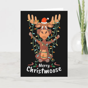 Merry Christmoose Christmas Moose Xmas Tree Lights Card