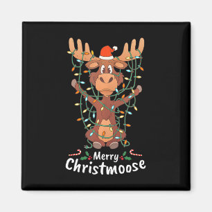 Merry Christmoose Christmas Moose Xmas Tree Lights Magnet