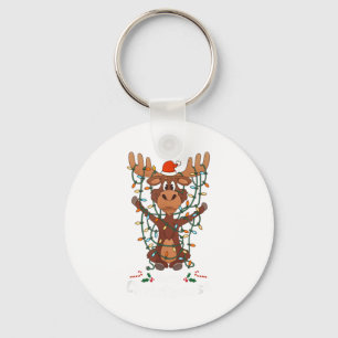 Merry Christmoose Christmas Mooses Xmas Tree Light Keychain
