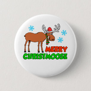 Merry Christmoose Cute Holiday Pun 2 Inch Round Button