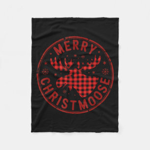 Merry Christmoose Funny Christmas Badge Moose Part Fleece Blanket