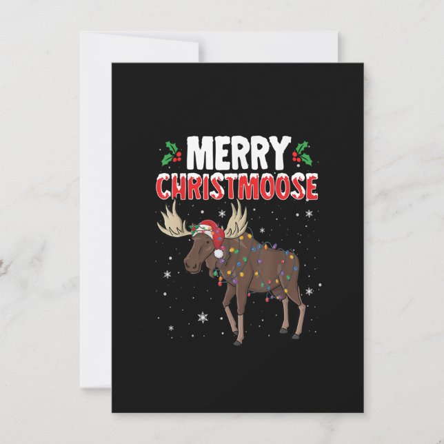 Merry Christmoose Funny Christmas Moose Santa Xmas Invitation (Front)