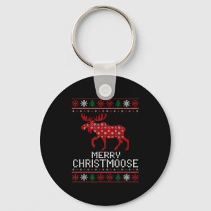 Merry Christmoose Funny Christmas Moose Sweater An Keychain