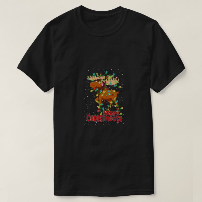 Merry Christmoose Funny Christmas Moose Xmas Tree  T-Shirt (Design Front)