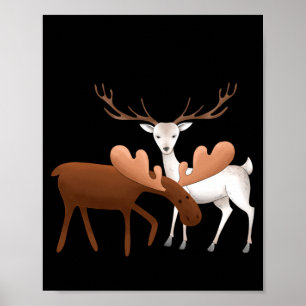 Merry Christmoose Happy New Deer T Shirt Poster