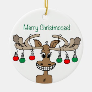 Merry Christmoose Holiday Ceramic Ornament