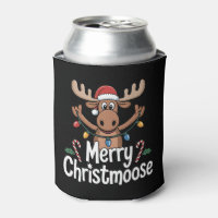 Merry Christmoose Moose Santa Hat Holiday Lights