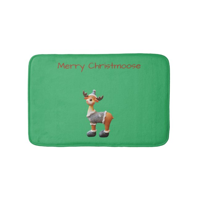 Merry Christmoose wearing a hat   Bath Mat (Front)