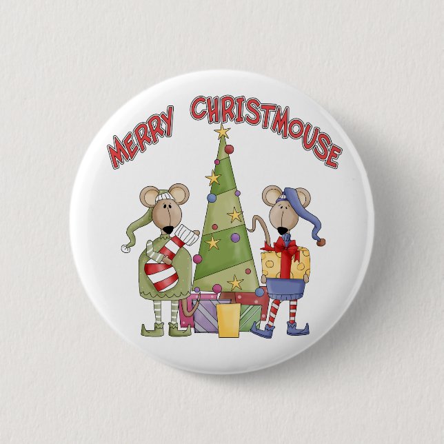 Merry Christmouse 2 Inch Round Button (Front)